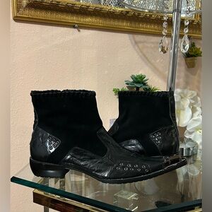 New Fiesso By Aurelio Garcia Black Suede and Leather Men's Boots Size 46